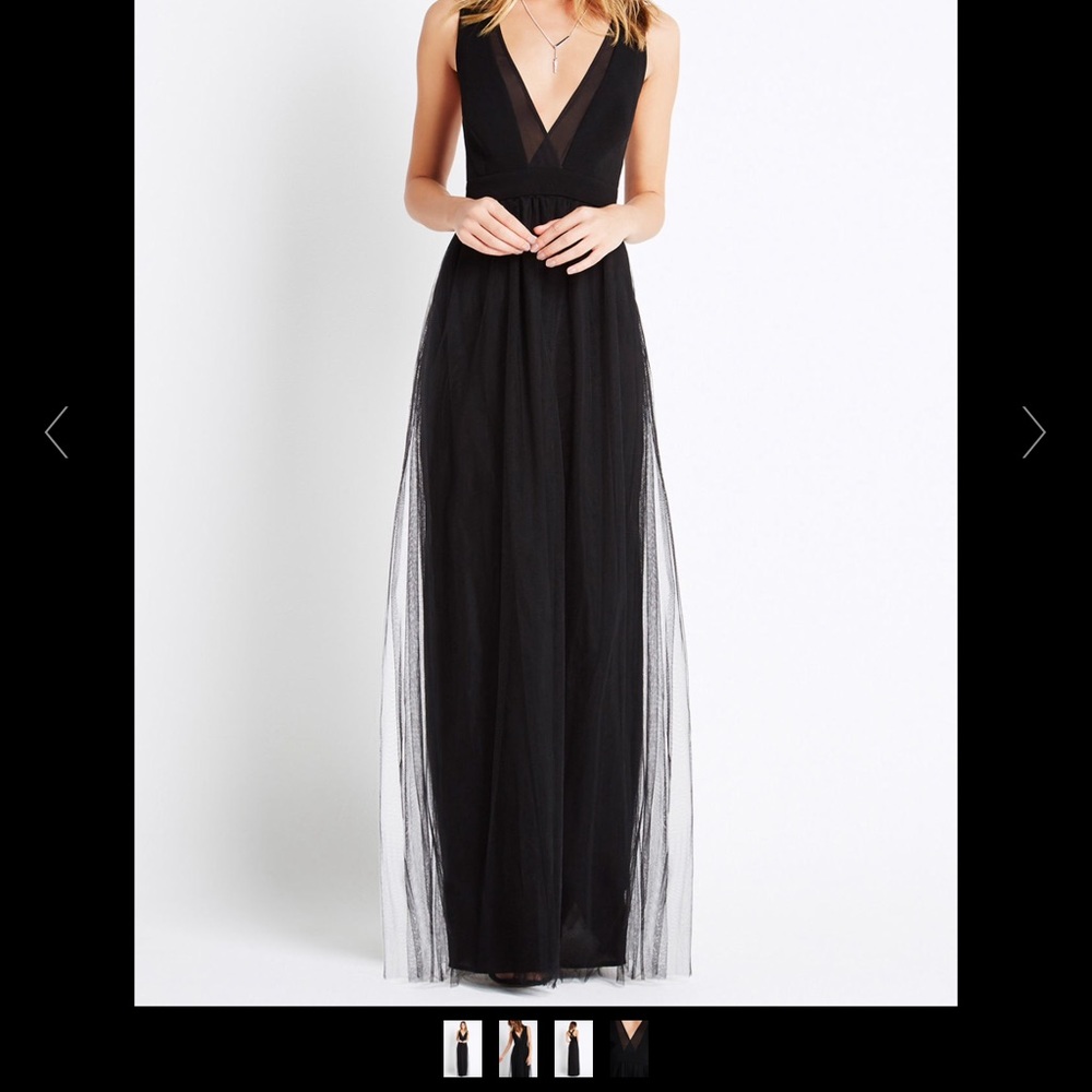 BCBGENERATION TULLE MAXI DRESS IN BLACK